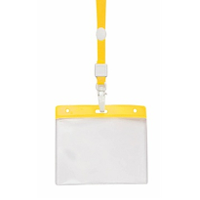 Badgehouders   10x   geel   11 x 58 cm   kunststof/plastic   keycord   naamkaarthouders