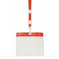 Badgehouders   10x   rood   11 x 58 cm   kunststof/plastic   keycord   naamkaarthouders