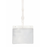 Badgehouders   10x   wit   11 x 58 cm   kunststof/plastic   keycord   naamkaarthouders