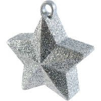 Ballon gewichtje zilveren glitter ster   zwaar   om helium ballon aan te hangen
