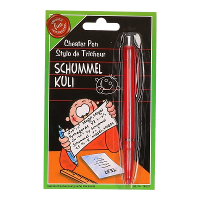 Balpen met spiekbriefje er in