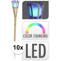 Bamboe tuinfakkels   10x   citronella   met LED verlichting   76 cm