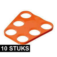Bierglazen Dienblad   10x   6 glazen   oranje   bekerhouder   EK/ WK supporter   kunststof