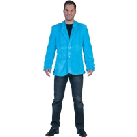 Merkloos Blauw pluche heren colbertje