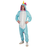 Blauwe eenhoorn dieren onesie/kostuum voor heren
