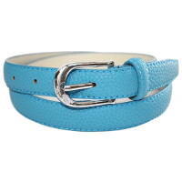 Merkloos Blauwe lederlook riem 105 cm