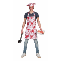 Bloederig schort met koksmuts   Verkleedkleding Halloween   voor volwassenen