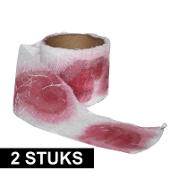 Bloederig verband 94 cm   2x   Verbandrollen met bloed   Halloween/horror decoratie