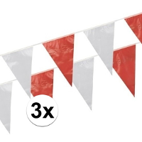 Boland Vlaggenlijn   3x   rood/wit   10 meter   kunststof   verjaardag