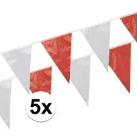 Boland Vlaggenlijn   5x   rood/wit   10 meter   kunststof   verjaardag