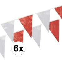 Boland Vlaggenlijn   6x   rood/wit   10 meter   kunststof   verjaardag