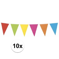Boland Vlaggenlijn XL   10x   multicolor   10 meter   kunststof   vlaggentjes   versiering