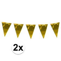 Boland Vlaggenlijn XL   2x   goud   10 meter   vlaggentjes   glitter en glamour