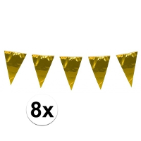Boland Vlaggenlijn XL   8x   goud   10 meter   vlaggentjes   glitter en glamour