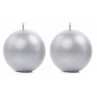 Bolvormige kaarsen   2x   zilver   Dia 8 cm   20 branduren   Sfeerkaarsen