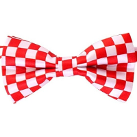 Brabant Carnaval Vlinderstrikje   rood wit geblokt   12 cm