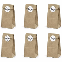 Bruiloft bedank zakjes   6x stuks   met Thank You stickers   kraft papier   8 x 18 x 6 cm