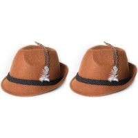 Bruin Tiroler hoedje   2x   volwassenen   Oktoberfest feesthoeden   Alpenhoedje/jagershoedje