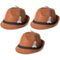 Bruin Tiroler hoedje   3x   volwassenen   Oktoberfest feesthoeden   Alpenhoedje/jagershoedje