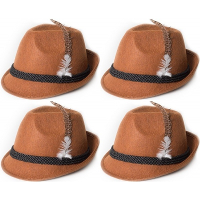 Bruin Tiroler hoedje   4x   volwassenen   Oktoberfest feesthoeden   Alpenhoedje/jagershoedje