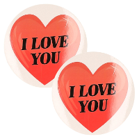Cadeausticker   2x   rond   I Love You hart   9 cm   transparant   sticker