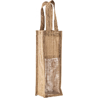 Cadeautas verpakking voor 1 fles wijn/champagne   jute   met transparant venster