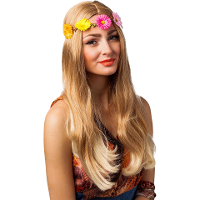 Carnaval/festival hippie flower power hoofdband gekleurde bloemen   Verkleed accessoires   dames