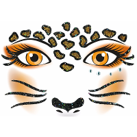 Carnaval Gezicht sticker   luipaard / panter   dieren print   volwassene   themafeest