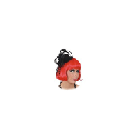 Carnaval haar ornament dames   zwarte mini hoedje met tule   verkleed hoofddeksel