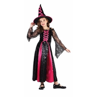Carnaval/Halloween verkleedkleding Roze heks jurkje voor meisjes   heksenjurkje / kostuum