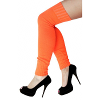 Carnaval verkleed beenwarmers   oranje   dames   Eighties stijl   100% Acryl stof