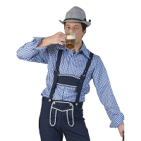 Carnaval verkleed geruite blouse   heren   blauw   Oktoberfest/cowboy