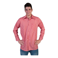 Carnaval verkleed geruite blouse   heren   rood   Oktoberfest/cowboy