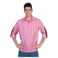 Carnaval verkleed geruite blouse   heren   roze   Oktoberfest/cowboy