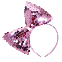 Carnaval verkleed haarband met strik   dames   roze   pailletten glimmers