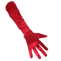 Carnaval verkleed handschoenen   dames   gala   rood   satijn   48 cm