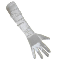 Carnaval verkleed handschoenen   dames   gala   wit   satijn   48 cm