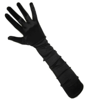 Carnaval verkleed handschoenen   dames   gala   zwart   satijn   48 cm