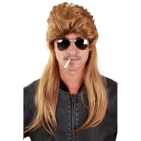 Carnaval verkleed herenpruik   blond   lang haar met matje   johnny