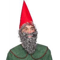 Carnaval verkleed kabouter set   hoed en baard   puntmuts   rood   volwassenen   sprookje