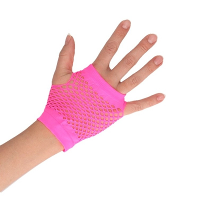 Carnaval verkleed korte visnet handschoenen   roze   voor volwassenen
