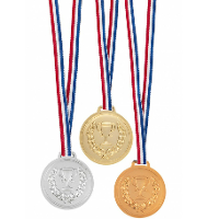 Carnaval verkleed medailles   met lint   3x   goud/zilver/brons   kunststof   6 cm   speelgoed