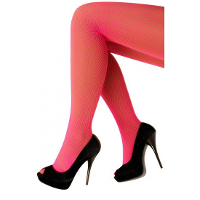 Carnaval verkleed netpanty   fuchsia roze   voor dames   maat M/L