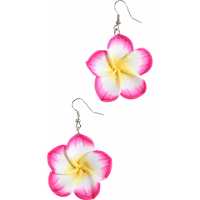 Carnaval verkleed oorbellen   Hawaii tropische bloemen   dames   roze