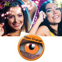 Carnaval verkleed partylenzen UV light up   Oranje   gekleurde ogen   3 maanden gebruik