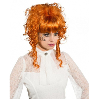Carnaval verkleed pruik met opgestoken krullend haar   Koperkleurig   dames