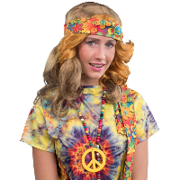 Carnaval verkleed set Hippie   peace ketting en een hoofband   dames