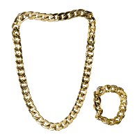 Carnaval verkleed set pooier/pimp/gangster   ketting en armband   volwassenen