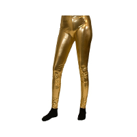 Carnaval verkleed strakke dames legging   goud metallic   verkleedkleding