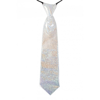 Carnaval verkleed stropdas   glitter zilver   volwassenen   40 cm   met elastiekje